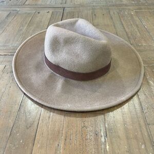 Free People Hat Womens One Size brown Wool Suede Band Fedora Cowboy Boho